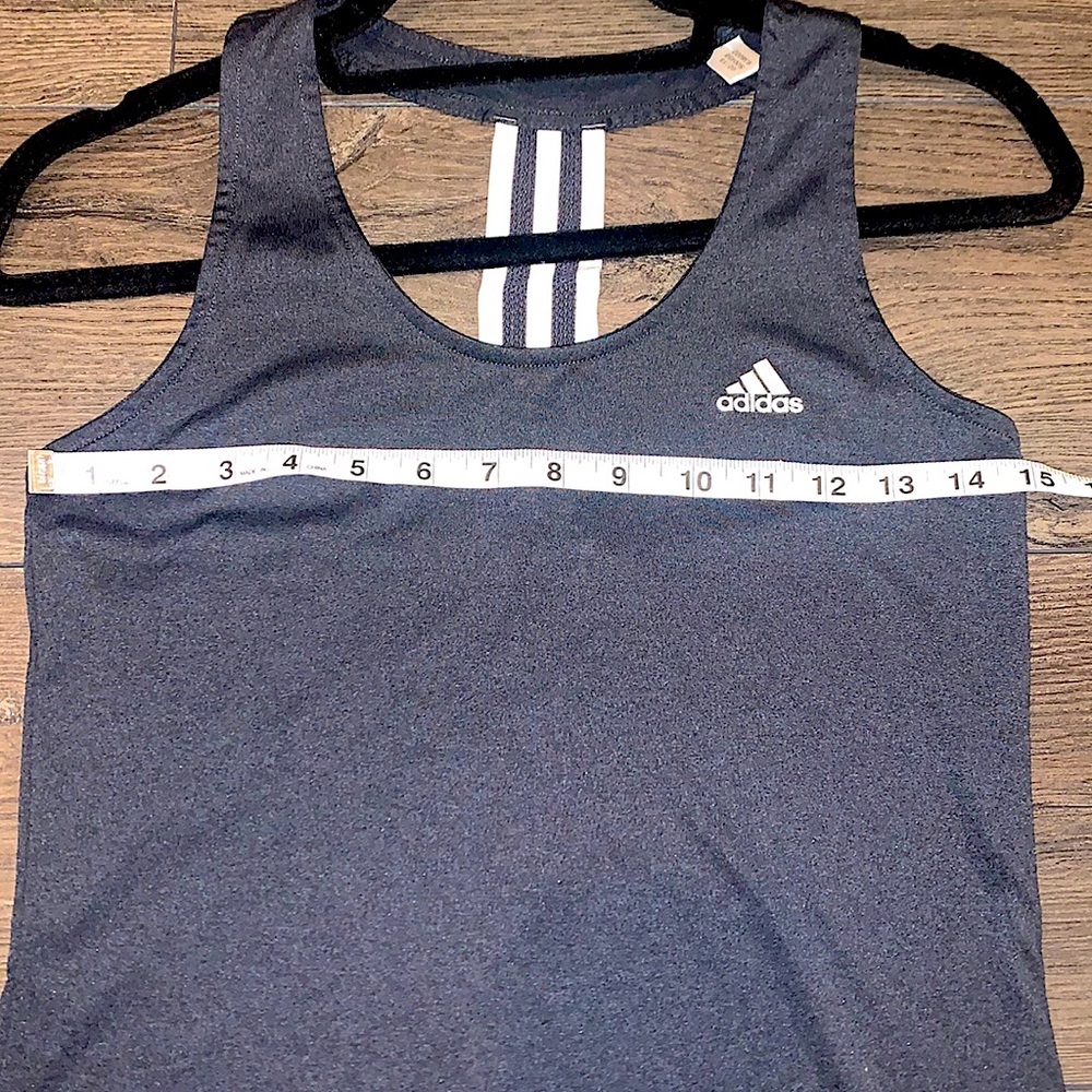 Adidas Derby Stripe T-Back Tank Charcoal Grey Size Small - Picture 6 of 9